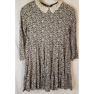 Panache' Swing Baby Doll Dress Vtg Sz 12  Hearts 3/4 Sleeve Lace Collar Button